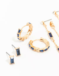 Gold Navy Mix Earring 3-Pack - link has visual effect only