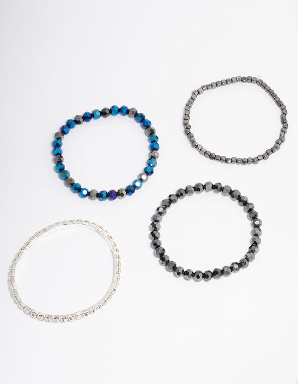 Beaded Navy Stretch Bracelet 4-Pack