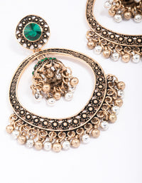 Antique Gold Beaded Circle Drop Earrings - link has visual effect only