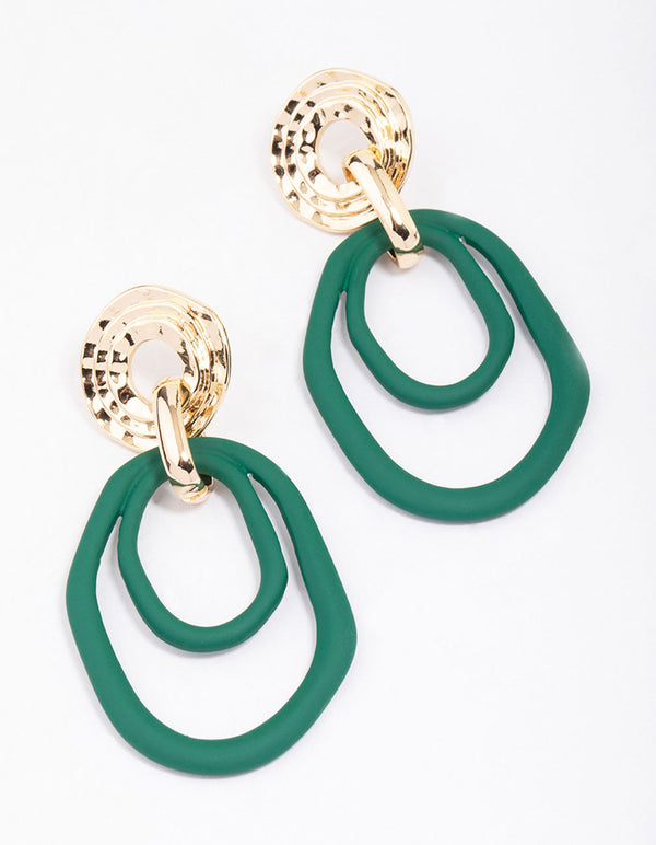 Gold Smooth Circle Drop Earrings