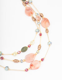 Gold Beaded Mixed Stone Layered Necklace - link has visual effect only