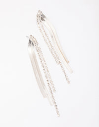 Silver Cup Chain Diamante Drop Earrings - link has visual effect only