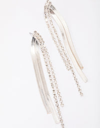 Silver Cup Chain Diamante Drop Earrings - link has visual effect only