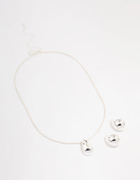 Silver Puffy Pear Jewellery Set - link has visual effect only