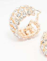 Rose Gold Wide Diamante Hoop Earrings - link has visual effect only