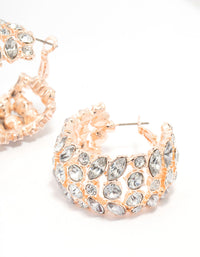 Rose Gold Wide Diamante Hoop Earrings - link has visual effect only