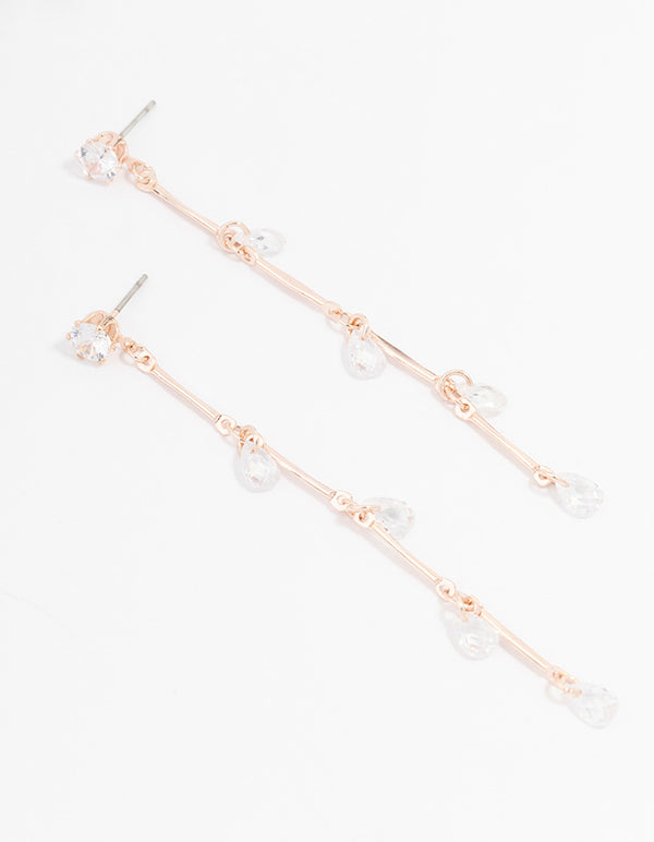 Rose Gold Cubic Zirconia Drop Earrings