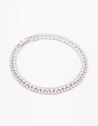 Silver Cubic Zirconia Double Row Bracelet - link has visual effect only