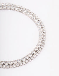 Silver Cubic Zirconia Double Row Bracelet - link has visual effect only