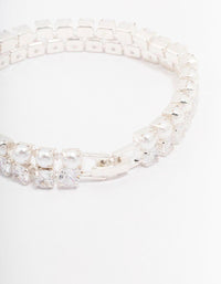 Silver Pearl Cubic Zirconia Bracelet - link has visual effect only