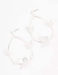 Silver Butterfly Oval Drop Earrings - link has visual effect only