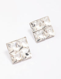 Silver Square Diamante Stud Earrings - link has visual effect only