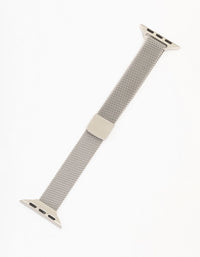 Thin Rhodium Mesh Watch Strap 38/40/41 mm - link has visual effect only