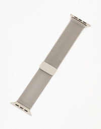 Rhodium Mesh Watch Strap 42/44/45 mm - link has visual effect only