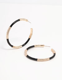 Gold & Black Large Hoop Earrings - link has visual effect only