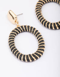 Black & Gold Metallic Circle Drop Earrings - link has visual effect only