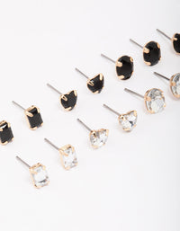 Silver Black Diamante Stud Earring 8-Pack - link has visual effect only