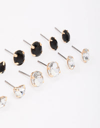 Silver Black Diamante Stud Earring 8-Pack - link has visual effect only