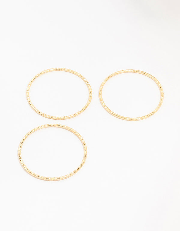 Gold Plated Brass Texture Bangle 3-Pack