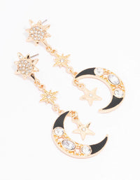 Gold Diamante Celestial Drop Earrings - link has visual effect only