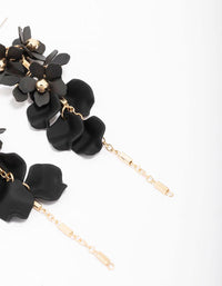 Gold & Black Petal Diamante Chain Drop Earrings - link has visual effect only