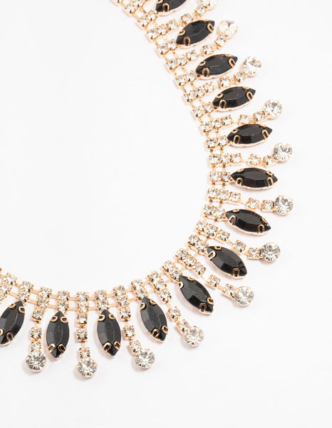 Black gold statement necklace deals