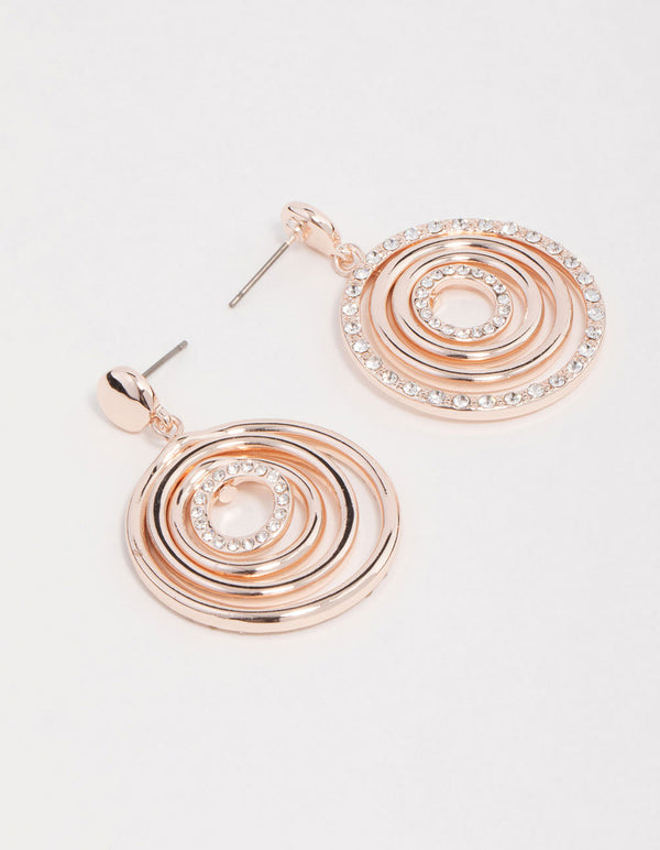 Rose Gold Circular Drop Earrings