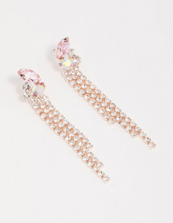 Rose Gold Butterfly Cupchain Drop Earrings