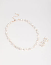 Pearl Flower Necklace & Earring Set - link has visual effect only