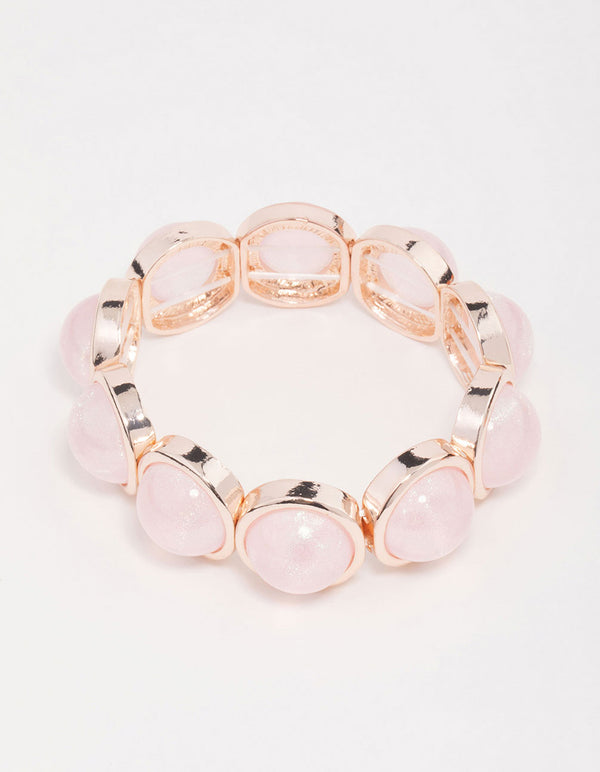 Rose Gold Pink Stone Stretch Bracelet