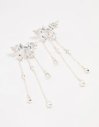 Silver Cubic Zirconia Butterfly Drop Earrings - link has visual effect only