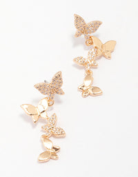 Gold Cubic Zirconia Butterfly Drop Earrings - link has visual effect only