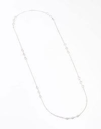 Rhodium Cubic Zirconia Lariat Necklace - link has visual effect only