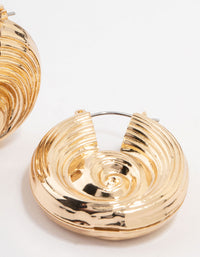 Gold Textured Shell Hoop Earrings - link has visual effect only