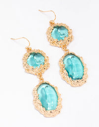 Gold Molten Double Row Round Drop Earrings - link has visual effect only