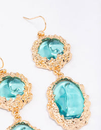 Gold Molten Double Row Round Drop Earrings - link has visual effect only