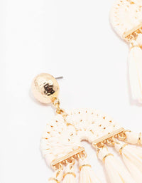 Gold Raffia Tassel Drop Earrings - link has visual effect only