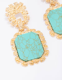 Gold Textured Oval & Square Drop Earrings - link has visual effect only