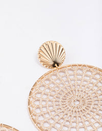 Gold Crochet Round Drop Earrings - link has visual effect only