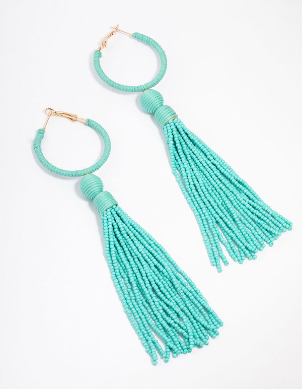 Hoop Long Tassel Drop Earrings