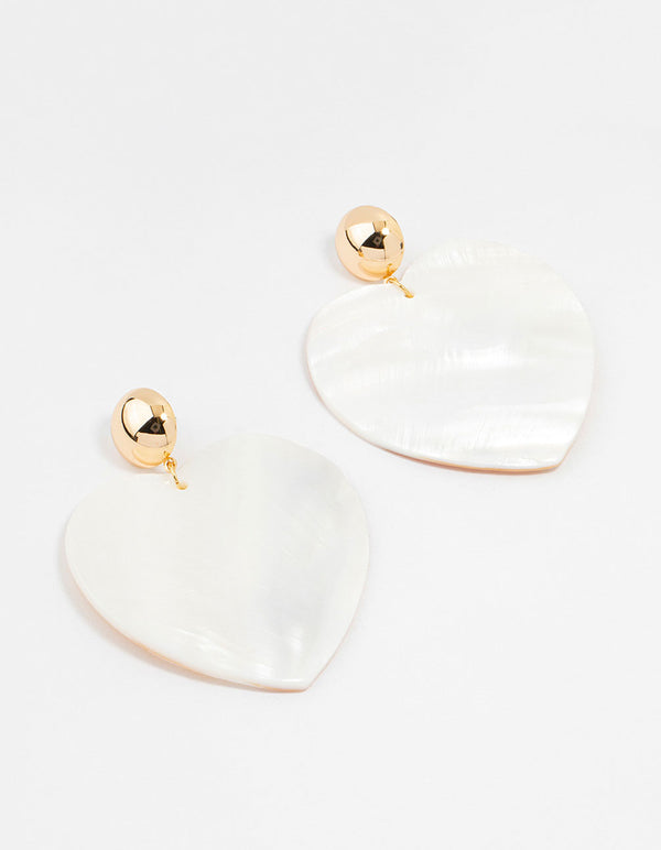 Large Shell Heart Drop Earrings