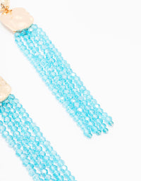 Turquoise Beaded Tassel Drop Earrings - link has visual effect only