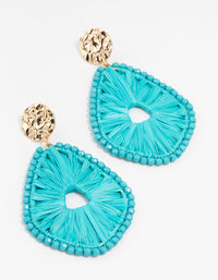 Raffia Oval Beaded Leaf Drop Earrings - link has visual effect only