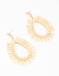 Raffia Oval Leaf Teardrop Earrings - link has visual effect only