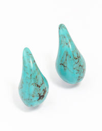 Blue Semi-Precious Teardrop Stud Earrings - link has visual effect only