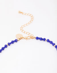 Gold & Blue Beaded Shell Necklace - link has visual effect only