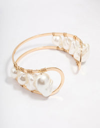 Gold Mixed Pearl Wrist Cuff - link has visual effect only