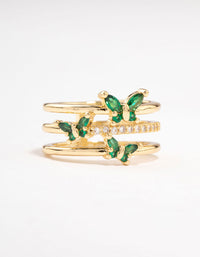 Gold Plated Triple Butterfly Band Ring - link has visual effect only