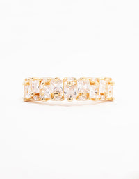 Gold Plated Staggered Cubic Zirconia Band Ring - link has visual effect only