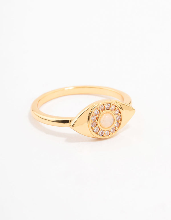 Gold Plated Opulent Cubic Zirconia Evil Eye Ring